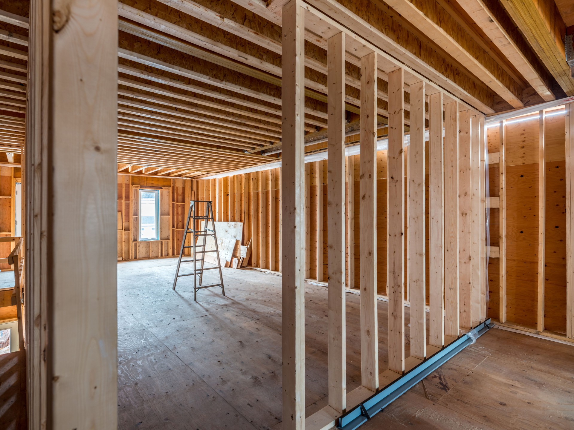 New built house framing interior